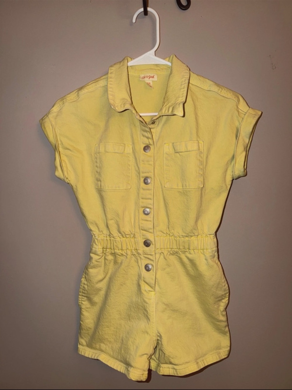 Kid’s Cat & Jack Yellow Short Sleeve Denim Button Front Romper